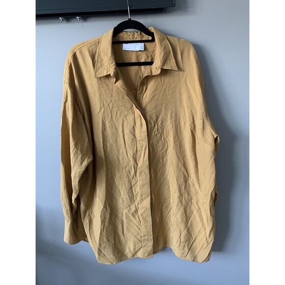 ASOS plus size  Shirt 14 Brown Curve Button Up oversized casual workwear classic - Picture 1 of 5